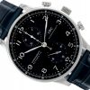 IWC PORTUGUESE CHRONOGRAPH AUTOMATIC STEEL BLACK DIAL BLUE STRAP REF. IW371438 FULL SET