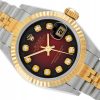 ROLEX LADY-DATEJUST 26 JUBILEE STEEL/YELLOW GOLD 18K RED VIGNETTE DIAMOND DIAL REF. 69173 FULL SET LIKE NEW