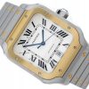 CARTIER SANTOS DE CARTIER STEEL/YELLOW GOLD 18K SILVER ROMAN DIAL REF. W2SA0009 FULL SET