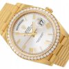 ROLEX DAY-DATE 40 YELLOW GOLD 18K DIAMOND BEZEL SILVER ROMAN DIAL REF. 228348RBR FULL SET UNWORN