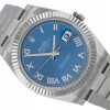 ROLEX DATEJUST 41 OYSTER STEEL/WHITE GOLD 18K AZURRO BLUE ROMAN DIAL REF. 126334 FULL SET UNWORN
