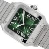 CARTIER SANTOS DE CARTIER MEDIUM STEEL GREEN DIAL REF. WSSA0061 FULL SET +LEATHER STRAP