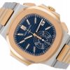 PATEK PHILIPPE NAUTILUS CHRONOGRAPH STEEL/ROSE GOLD 18K BLUE DIAL REF. 5980/1AR-001 FULL SET
