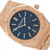 AUDEMARS PIGUET ROYAL OAK JUMBO EXTRA THIN ROSE GOLD 18K BLUE DIAL REF. 15202OR.OO.1240OR.01 BOX+EXTRACT