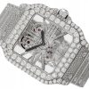 CARTIER SANTOS DE CARTIER LARGE STEEL DIAMONDS ICED OUT SKELETON DIAL REF. WHSA0027 (4129) FULL SET