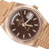 ROLEX DAY-DATE 40 PRESIDENT ROSE GOLD 18K EVEROSE CHOCOLATE MOTIF BROWN DIAL REF. 228235 FULL SET