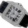 CARTIER SANTOS 100 XL STEEL ICED OUT DIAMONDS ROMAN DIAMOND DIAL REF. 2656 WITH BOX