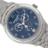 PATEK PHILIPPE ANNUAL CALENDAR MOON PHASES STEEL SHANTUNG BLUE DIAL REF. 4947/1A-001 FULL SET UNWORN